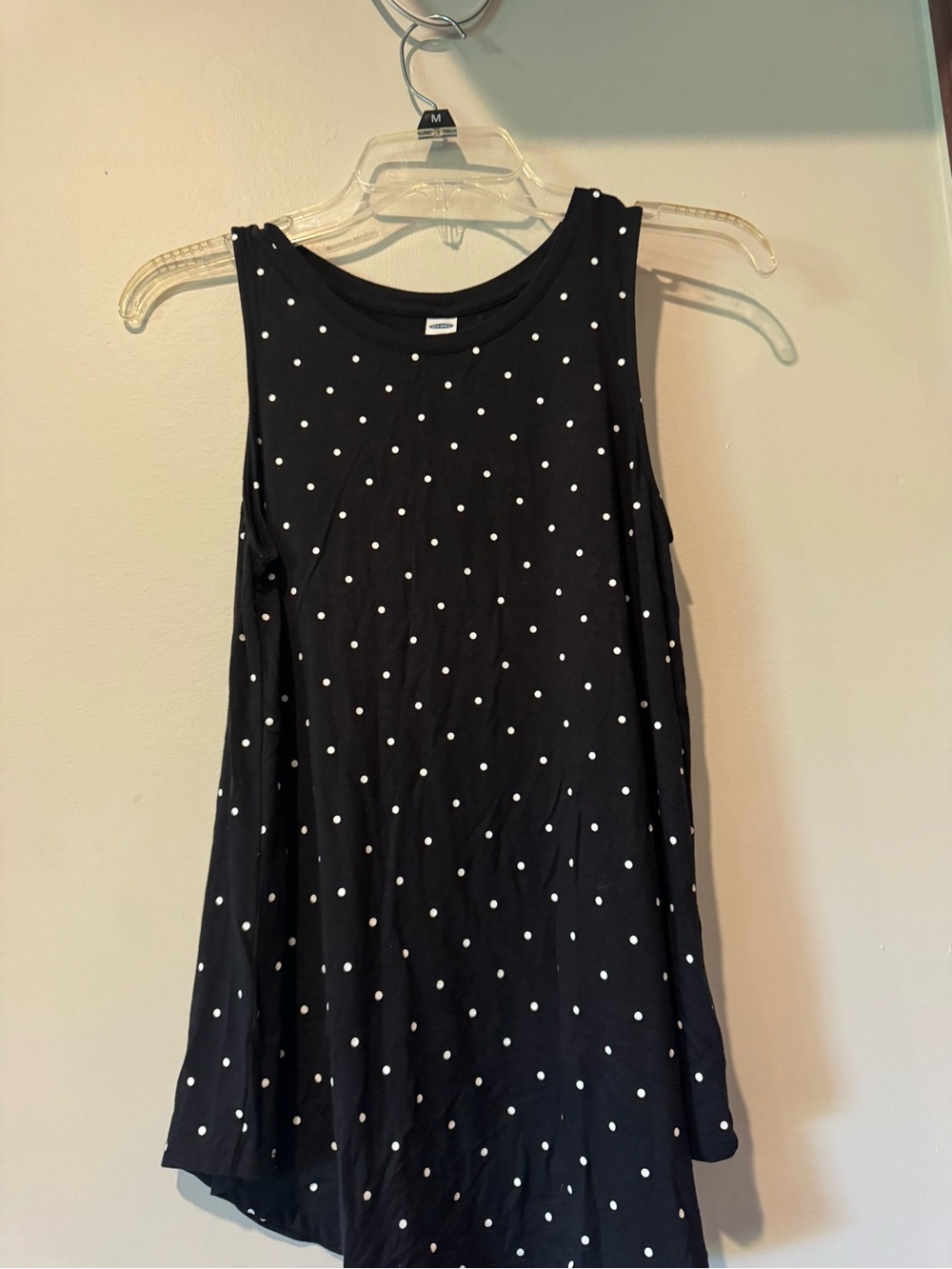 Old Navy Black Tank Top with White Polka Dots